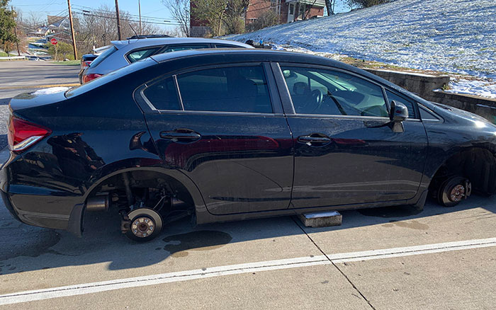 Walked Outside To Leave For Work Today, And Some Kind Individual Stole All My Wheels. Happy Holidays