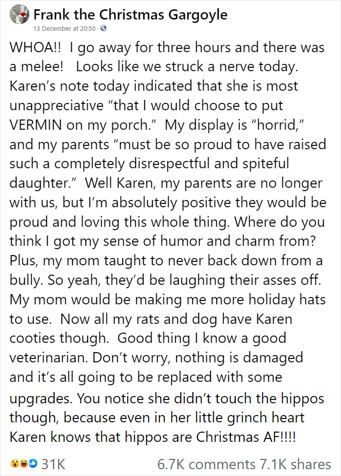 "Karen" Keeps Leaving Notes Complaining About Woman's Decorations, Woman Responds By Adding Even More