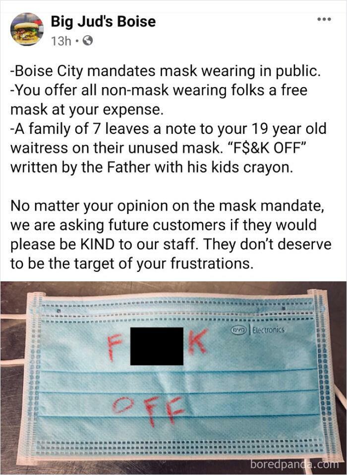 Leaving This For Your Waitress, Who Has No Say In The Mask Mandate