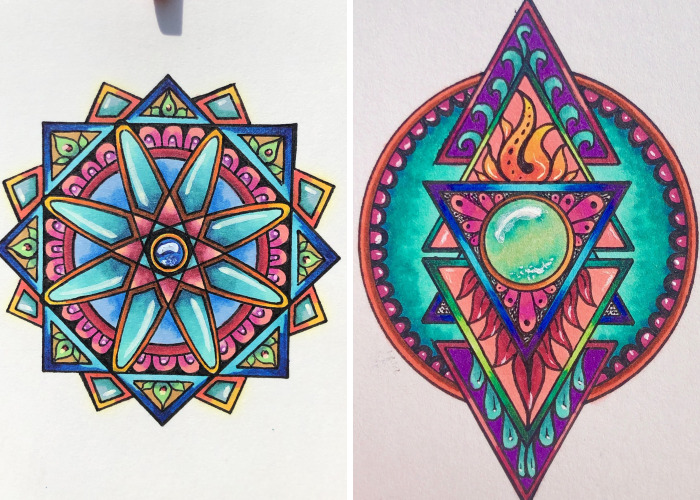 Here Are My Jeweled Doodles Drawn With Pen And Marker (32 Pics)