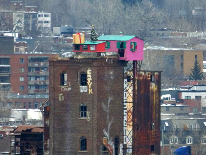 Every Year A Unknown Person Climbs To The Top Of This Decaying Abadonned Factory To Decorate For Christmas