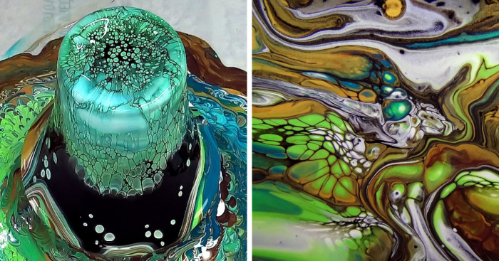 I Created This Marble Pattern While Pouring Paints