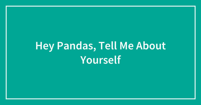 Hey Pandas, Tell Me About Yourself (Closed)
