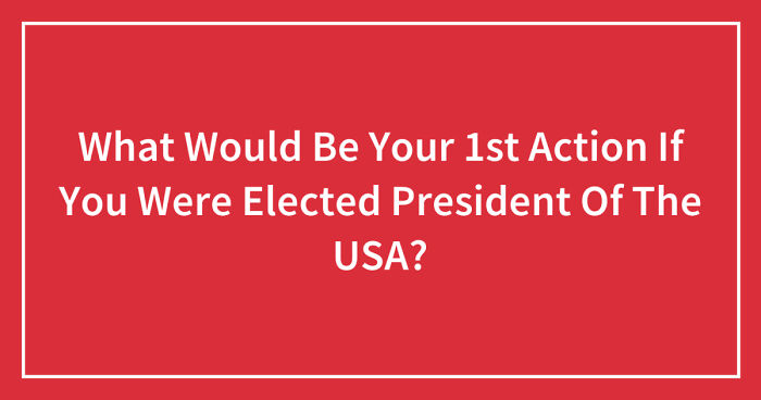What Would Be Your 1st Action If You Were Elected President Of The USA? (Closed)