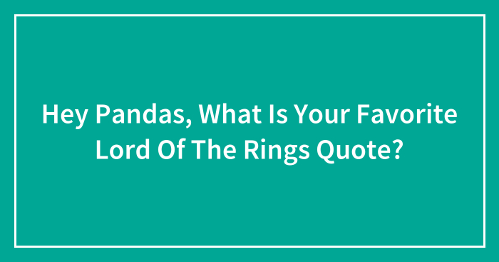 Hey Pandas, What Is Your Favorite Lord Of The Rings Quote?