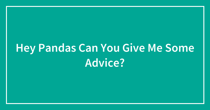 Hey Pandas Can You Give Me Some Advice?