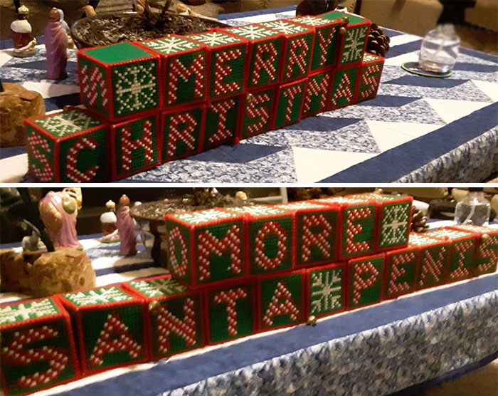 My Mom Got Fed Up And Said She'd Cancel Christmas If She Finds The Blocks Rearranged To Spell Anything That's Not "Holiday Themed"