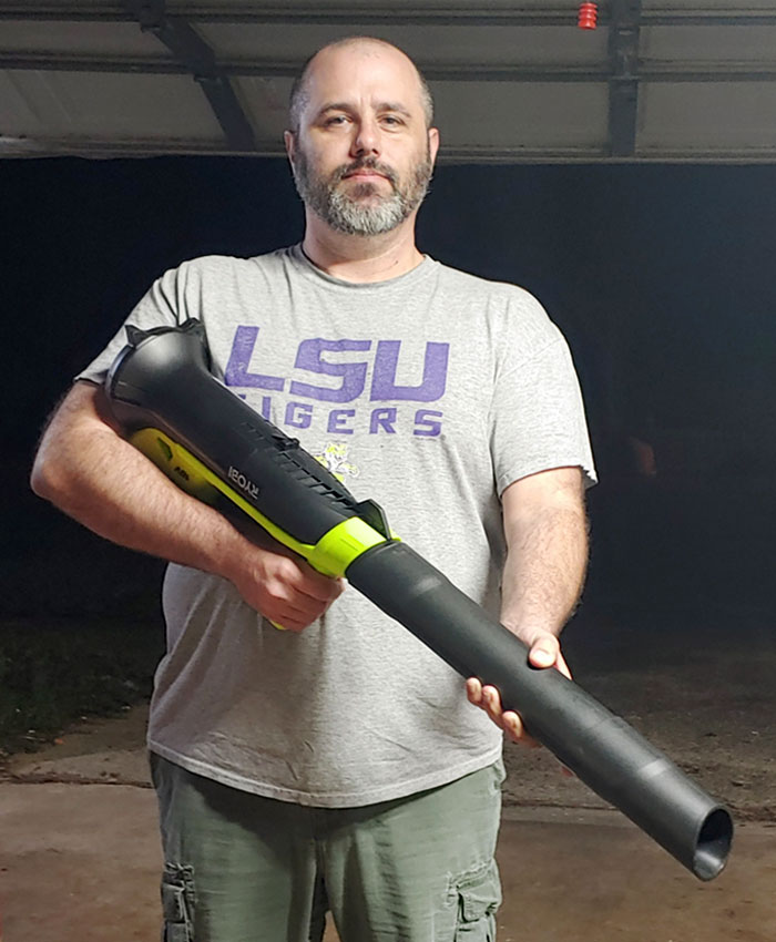 Got A Leaf Blower For Xmas. But I Like To Pretend It's A Futuristic Railgun