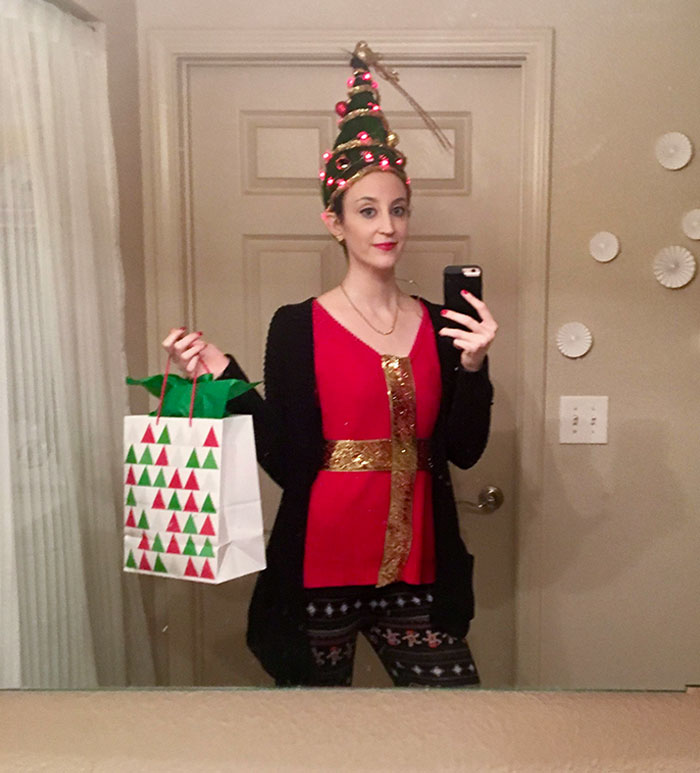 Merry Christmas. I Spent An Hour This Morning Turning My Hair Into A Christmas Tree For A Costume Contest At Work. I Have No Shame