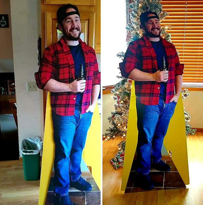 Due To The Pandemic, I Decided To Send My Mom A Cutout So I Could Still Be Home For The Holidays