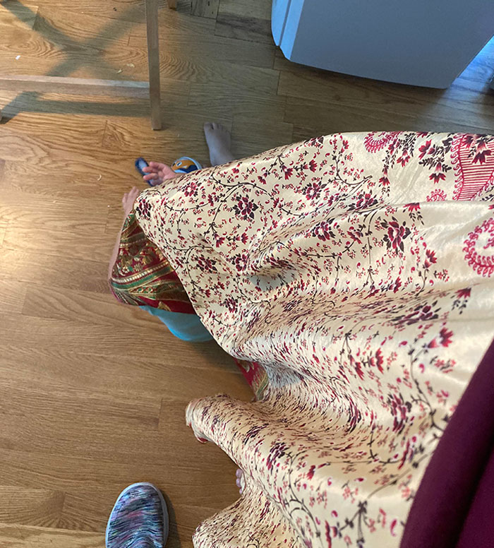 My Son Is “Hiding” From Me. That Is My Skirt That I Am Wearing