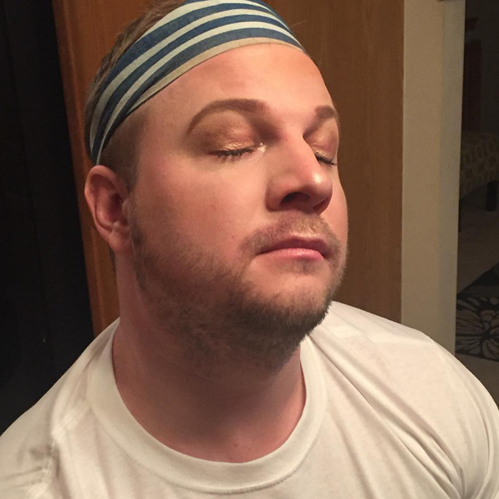 In Honor Of My Dad’s Birthday Tomorrow Here’s That One Time He Let Me Try Out The Palette On His Face To Give Him That “Inner Glow"