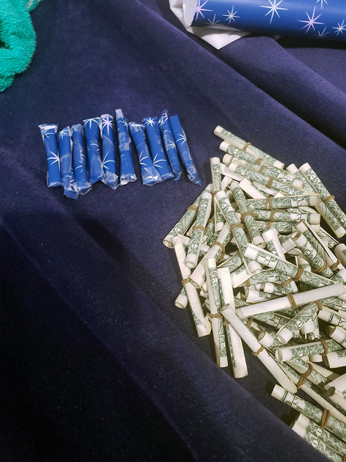 $100 In Singles Individually Wrapped For My Brother