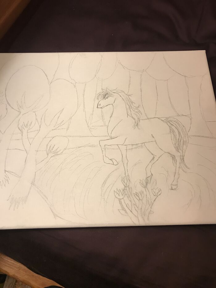 Horse In A Mythical Background (Yes It’s On A Canvas)