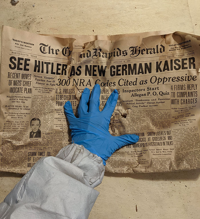 Found Old Newspapers Used As Insulation In The Wall Of A 130-Year-Old House