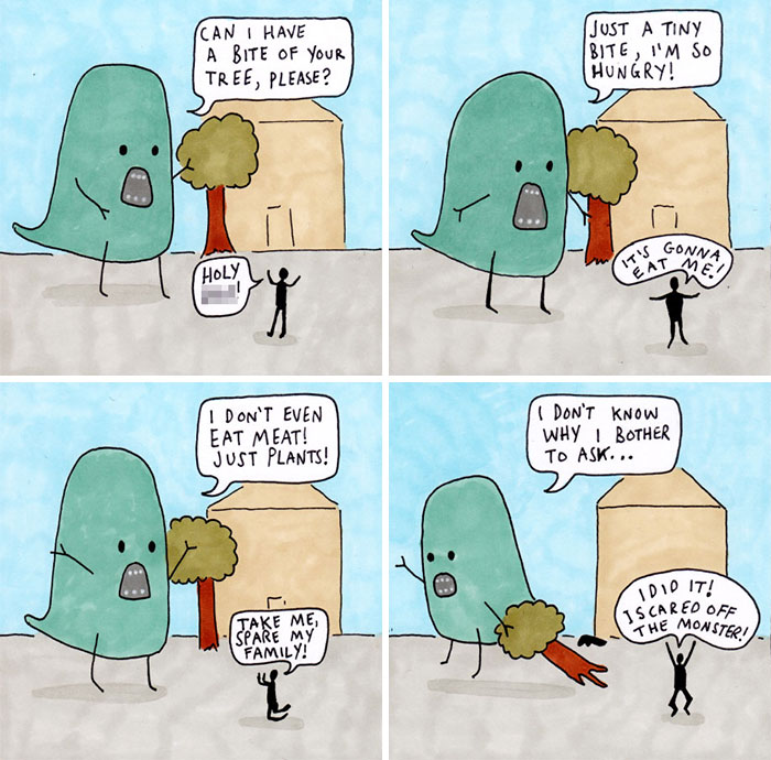I Make Comics About A Misunderstood Monster That Nobody Likes, So He Sometimes Loses It (10 Pics)