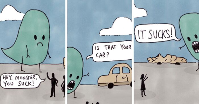 I Make Comics About A Misunderstood Monster That Nobody Likes, So He Sometimes Loses It (10 Pics)