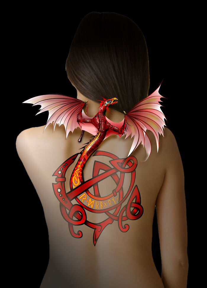 I Have Always Enjoyed The Art Of Boris Vallejo And Julie Bell, Especially Striking Is The Picture Where The Dragon Tattoo Comes To Life And I Wanted To Try Something Similar. I Can´t Hold A Candle To Artists Of That Caliber But You Can Choose If I At Least Hit The Ball-Park.