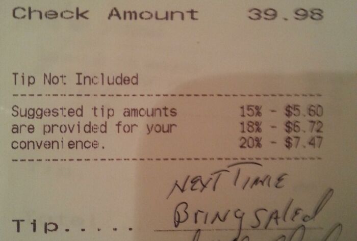 2 Salad Refills, Boxed The Remainder Of The Last, This Is The Tip I Get? Notice "Saled"