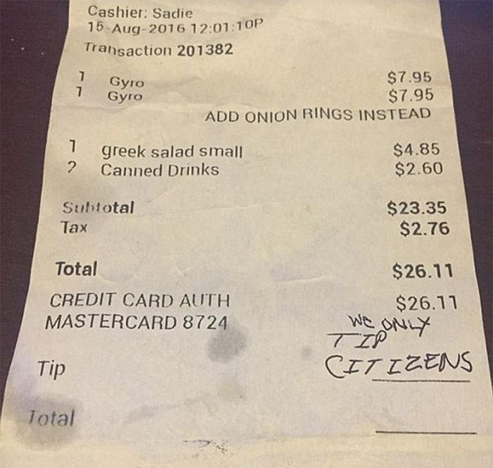 Waitress Sadie Karina, Who Was Born In America But Is Of Latin-American Descent, Received A Racist Message On A Receipt From One Customer