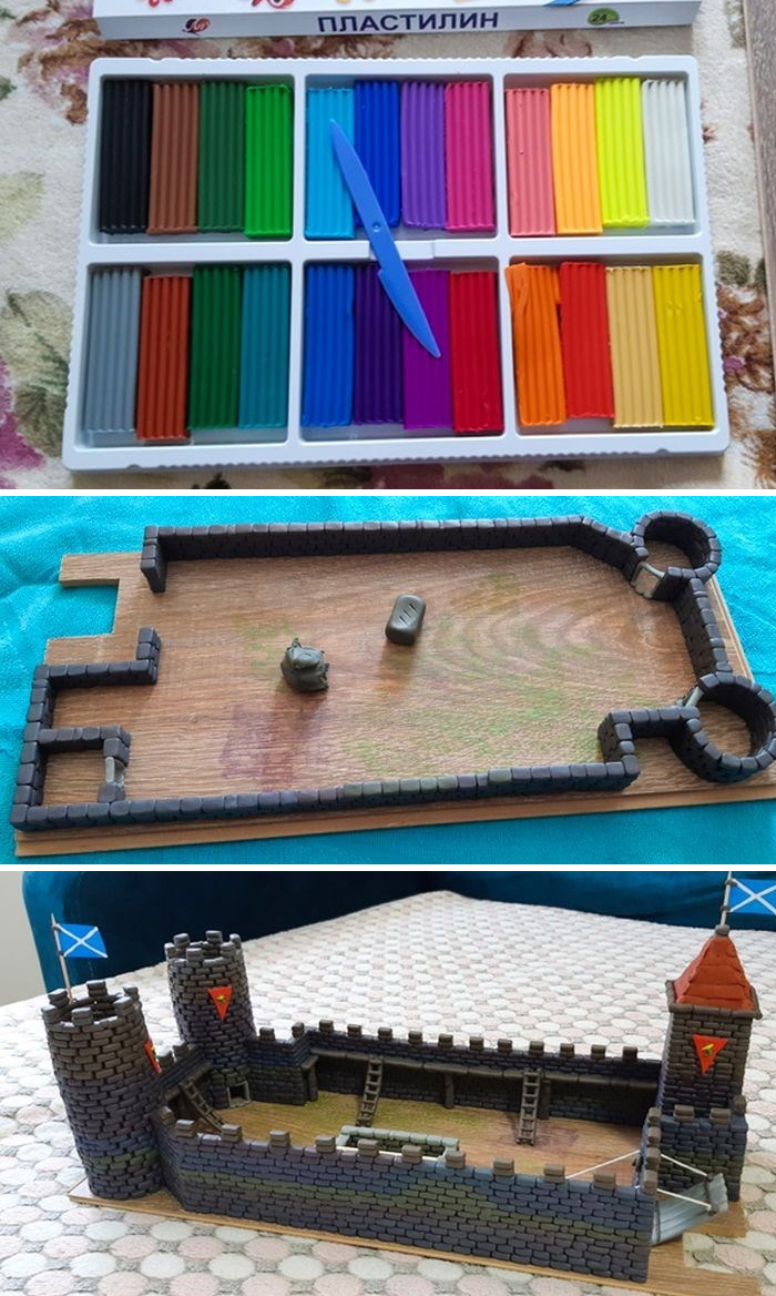 plasticine made in to a big castle 