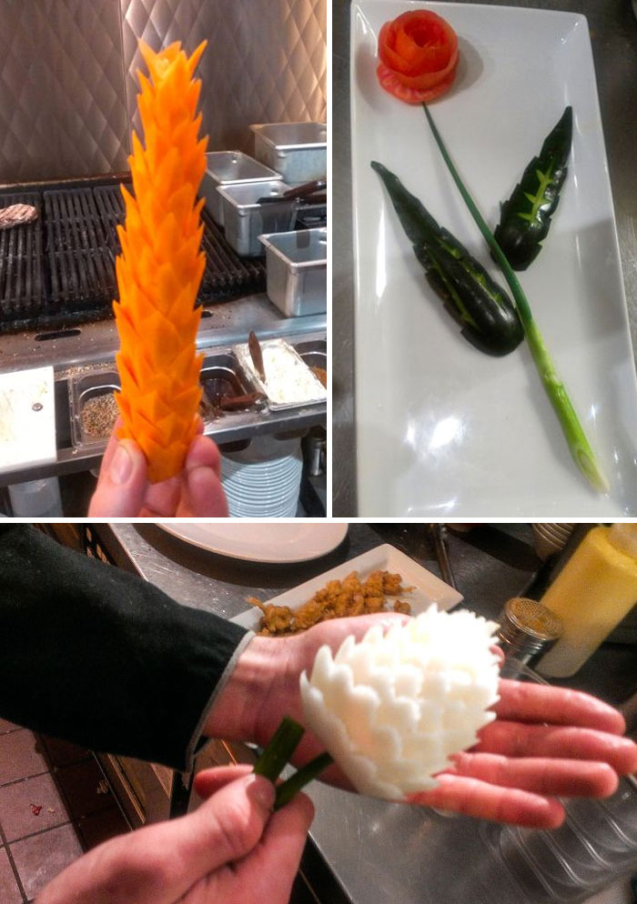 Three colorful food arts 