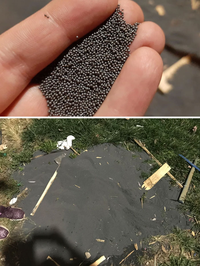 Found These Tiny Metallic (I Think) Balls In A Pile At A Truck Stop. They’re All Perfectly Spherical, Can’t Be Crushed Or Melted. It Feels Like Metal Sand