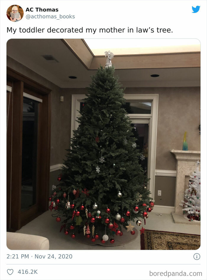 A Toddler Decorated A Christmas Tree, It's As Cute As You're Imagining