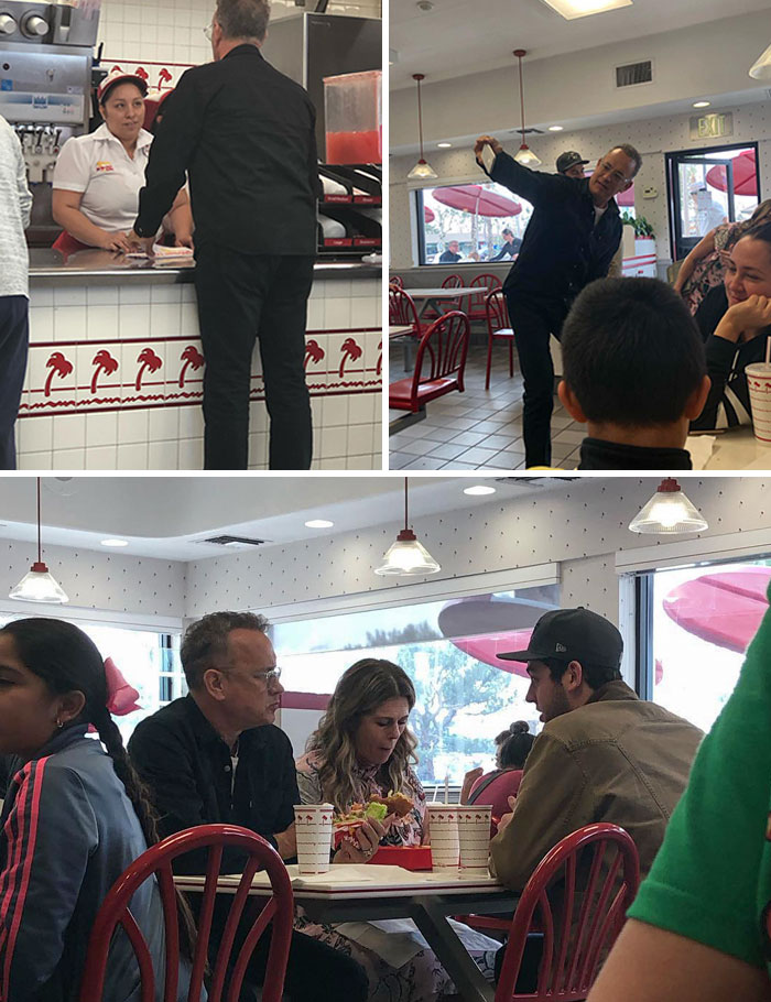 On Friday, Days Before Christmas, Tom Hanks Surprises Fans At In-N-Out Burger And Buys Them Lunch