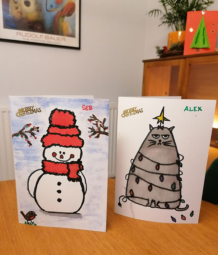 My 71-Year-Old Dad Has Alzheimer's. Today, These Handpainted Christmas Cards Turned Up In The Post For His Grandsons