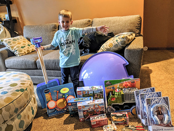Our Church Reverse Tithed $50,000 To Everyone Over 3 In The Congregation After The Sale Of Some Property. Everyone Got $242. Ryker Chose To Buy Gifts For Kids Who Would Otherwise Not Have Them For Christmas