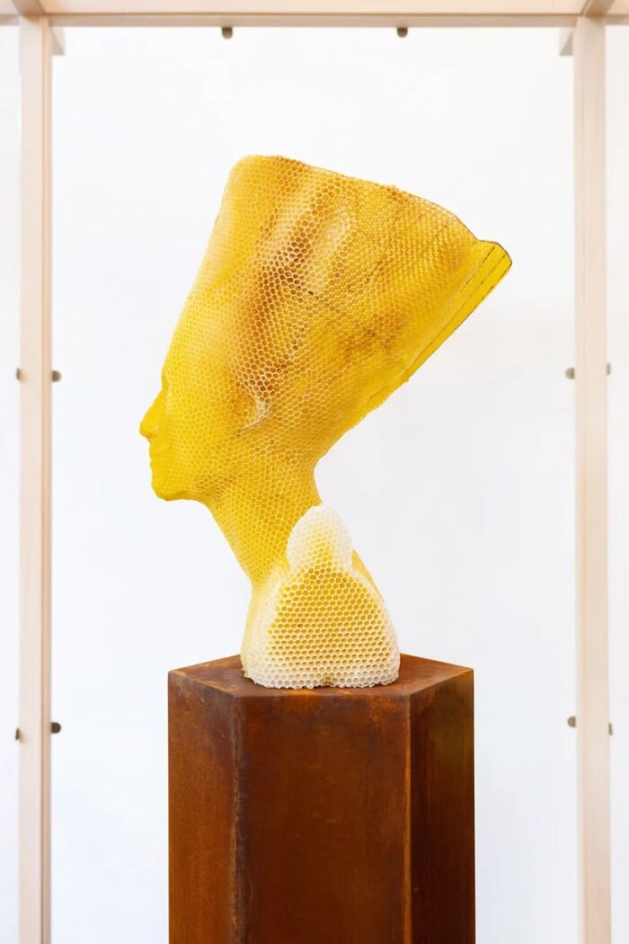 60,000 Bees Helped Create This Honeycomb Nefertiti Statue