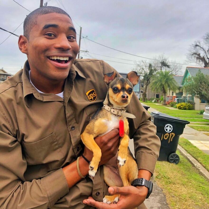 Delivery Man Continues To Take Breaks On The Way To Take Pictures And Pet The Dogs He Meets (New Pics)