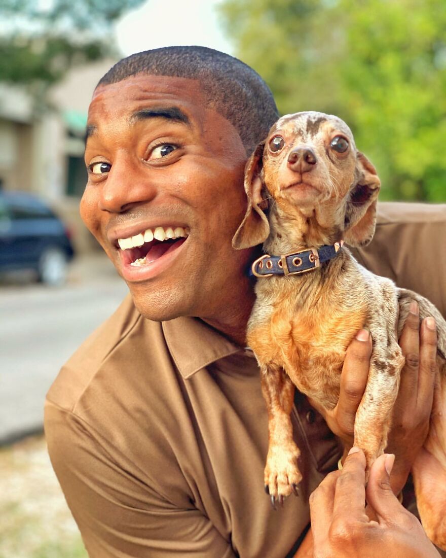 Delivery Man Continues To Take Breaks On The Way To Take Pictures And Pet The Dogs He Meets (New Pics)