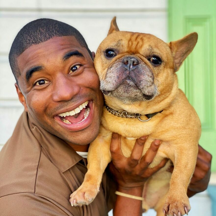 Delivery Man Continues To Take Breaks On The Way To Take Pictures And Pet The Dogs He Meets (New Pics)