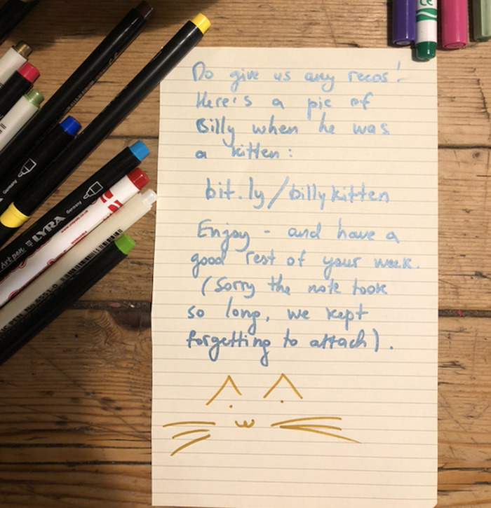 Cat Brings Its Parents A Note From The Neighbors He Visits, They Become Pen ...