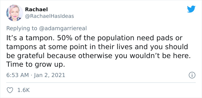 Man Probably Thinks He's Protecting Society's Purity By Commenting On A Tampon Image, Makes A "Fool" Of Himself