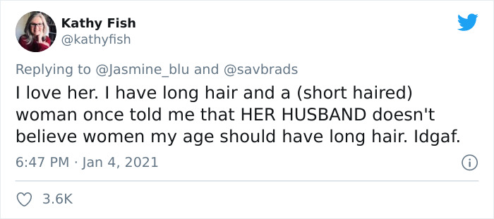 Tweet from woman in her 50s sharing defiant message about age and dressing style in response to criticism. Tweet from woman in her 50s sharing defiant message about age and dressing style in response to criticism.