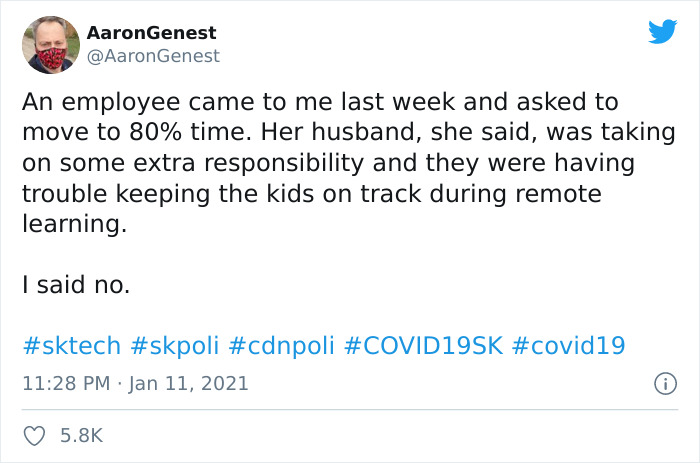 Boss Shares Why He Denied A Female Employee's Request To Move Her To 80% Time Boss Shares Why He Denied A Female Employee's Request To Move Her To 80% Time