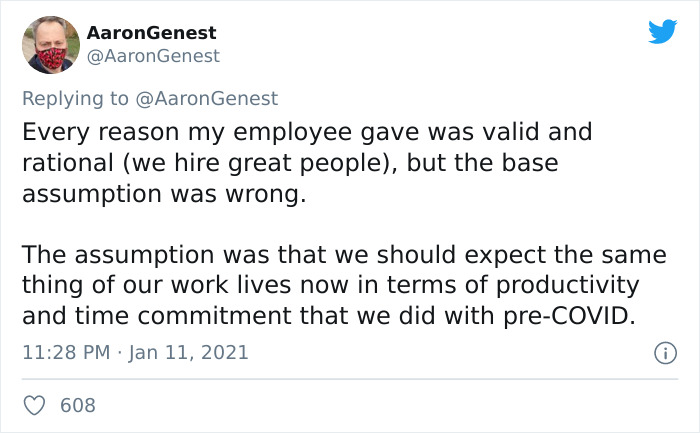 Boss Shares Why He Denied A Female Employee's Request To Move Her To 80% Time Boss Shares Why He Denied A Female Employee's Request To Move Her To 80% Time