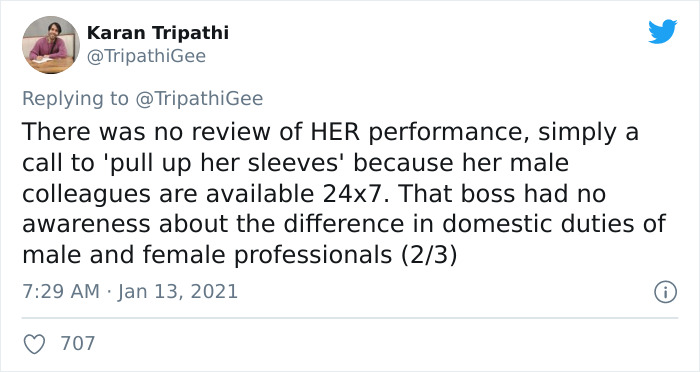 Boss Complains About Female Employee Not Being Available To Work 24/7 Like Her Male Colleagues, Receives A Reality Check Boss Complains About Female Employee Not Being Available To Work 24/7 Like Her Male Colleagues, Receives A Reality Check