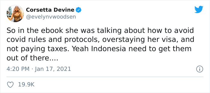 Influencer Brags About Her Easy Life In Bali On Twitter, Gets Deported Over It Influencer Brags About Her Easy Life In Bali On Twitter, Gets Deported Over It