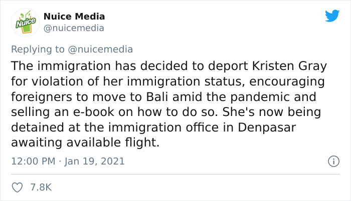 Influencer Brags About Her Easy Life In Bali On Twitter, Gets Deported Over It Influencer Brags About Her Easy Life In Bali On Twitter, Gets Deported Over It