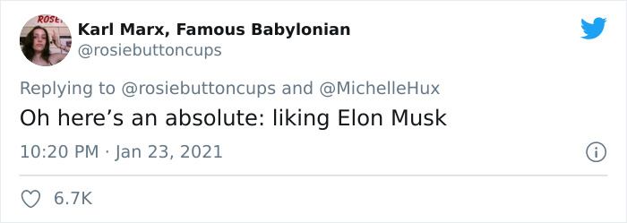 rosiebuttoncups tweets about Elon Musk as red flag in relationship