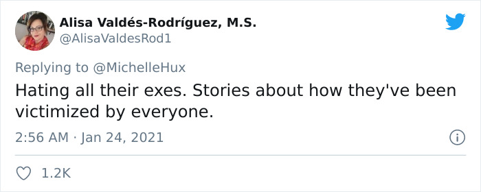 AlisaValdesRod1 tweets about hating all their exes as red flag in relationship