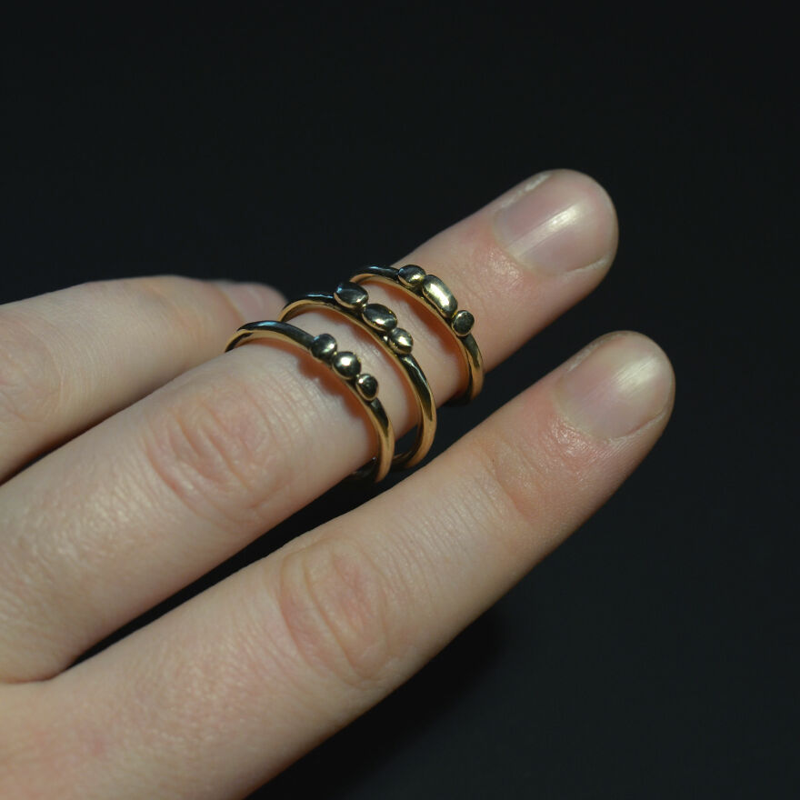 Cute Rings With Brass "Stones"