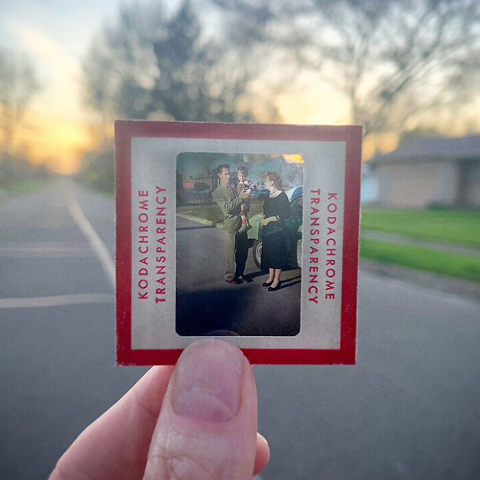 Photographer Shows Slides From The Past On Current Photographs Recording The Feeling Of The Passage Of Time