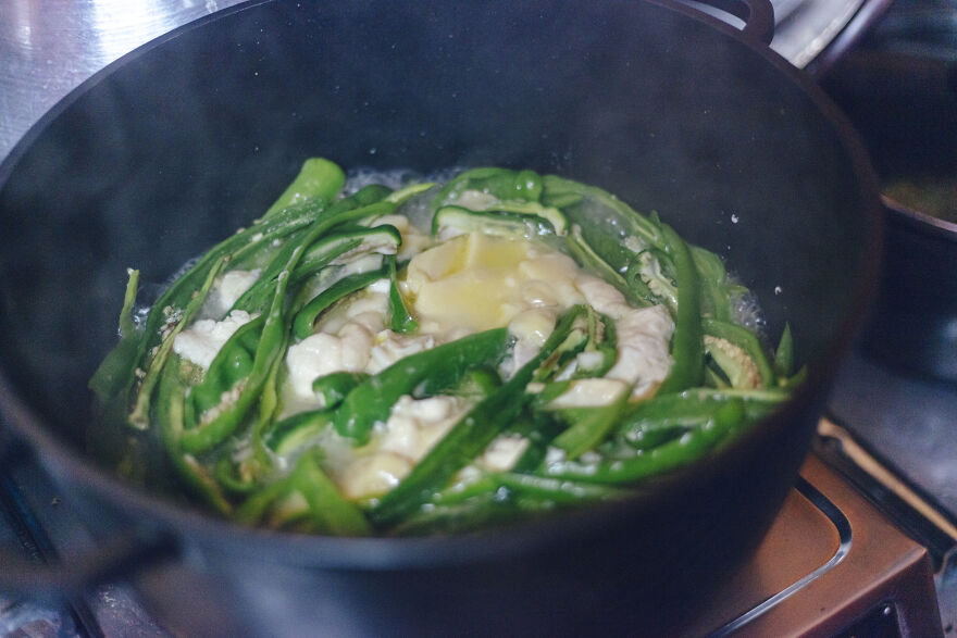 Traditional Bhutanese Food Is Very Spicy. However, Emadazi (Stewed Chili Peppers With Cheese), Which Is Mildly Spicy Thanks To The Cheese, Is Relatively Easy To Eat. It Is A Popular National Dish.