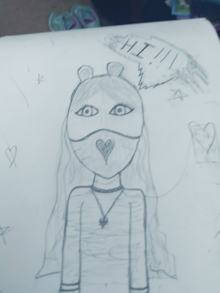 Me Drawing Myself With A Mask.