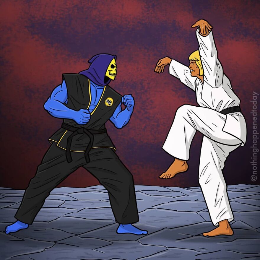Artist Shows In 21 Images That Outside The 'Movie Set', He-Man And The Villain Skeletor Are True Friends